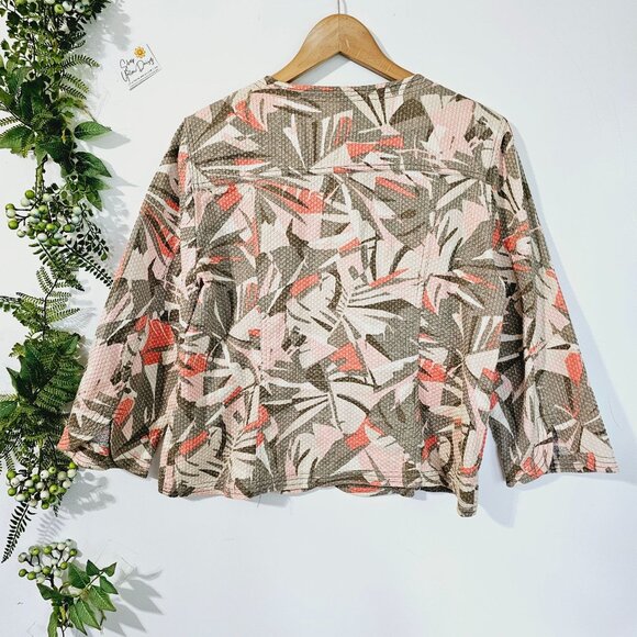 Ruby Rd. Womens Textured Floral Jacket Button Front & 3/4 Sleeves Sz M《919》J - Picture 2 of 6